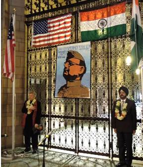 University of Pittsburgh Chancellor Nordenberg and Indian Army Brigadier (Retd) Nawab Singh Heer after the flag hoisting.