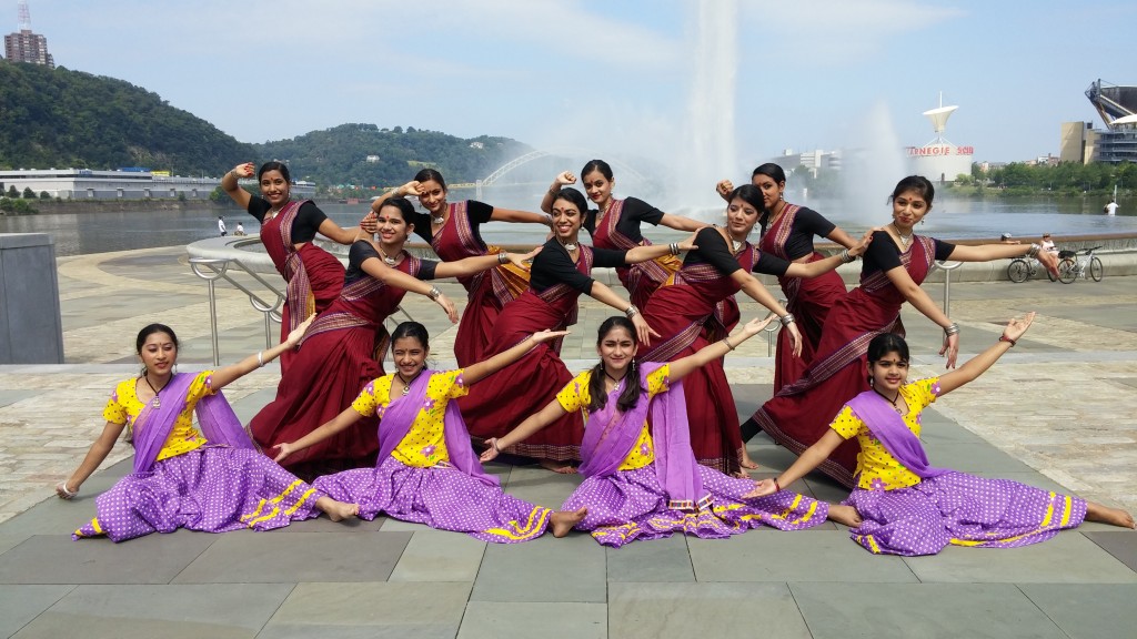 L to R -- Front row : Mythri Sundar, Antara Cleetus, Ashwini Walavalkar, and Janhavi Gan-gisetti. Second row: Kumudini Venkata, Jahnavee Mittal, Sana Mitra, and Sai Bhatte. Third row: Keerthana Lanka, Manasi Jadhav, Roosha Mandal, and Madhumita Mahes.